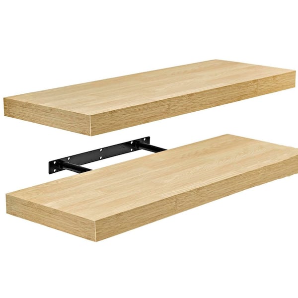 Unbranded 24 in. W x 9 in. D Yellow Floating Shelves Decorative Wall Shelf (Set-2)