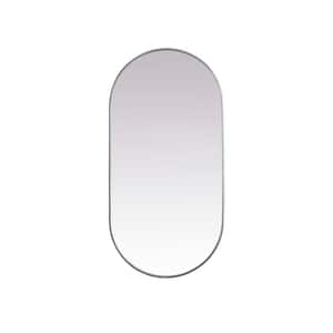 Timeless Home 30 in. W x 60 in. H x Modern Metal Framed Oval Silver Mirror