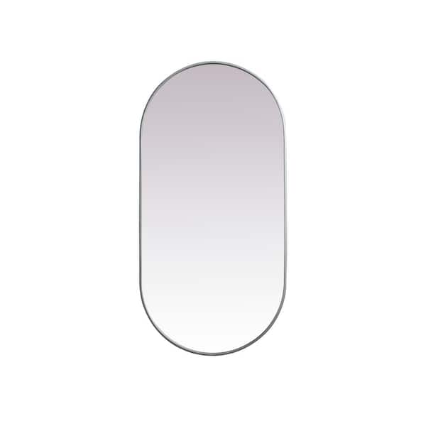 Unbranded Timeless Home 30 in. W x 60 in. H x Modern Metal Framed Oval Silver Mirror