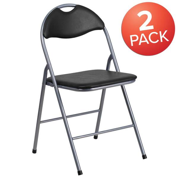 Carnegy Avenue Black Metal Folding Chair (2-Pack) CGA-JB-275064-BL