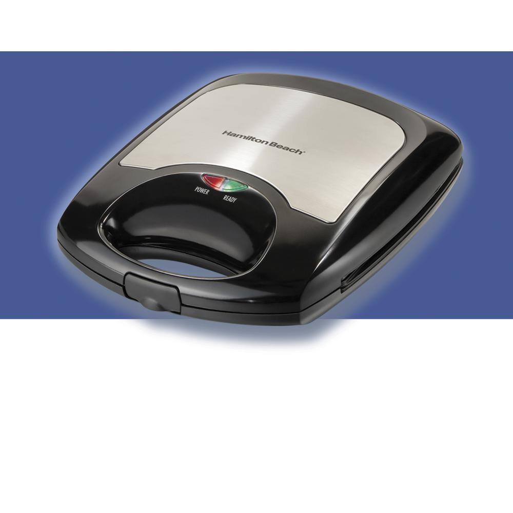 Black and Stainless Steel Belgian Style Non-Stick 4-Slice Waffle Maker