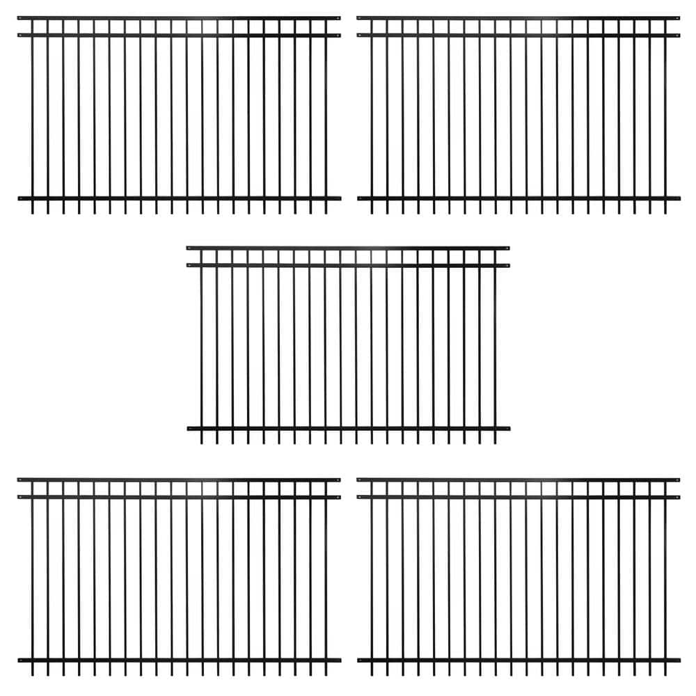 5 ft. x 8 ft. Heavy Duty Spaced Bar Flat Top Metal Fence Panel, Anti-Rust Decorative Garden Fence Panel (Pack of 5) price history on PriceWatchPro