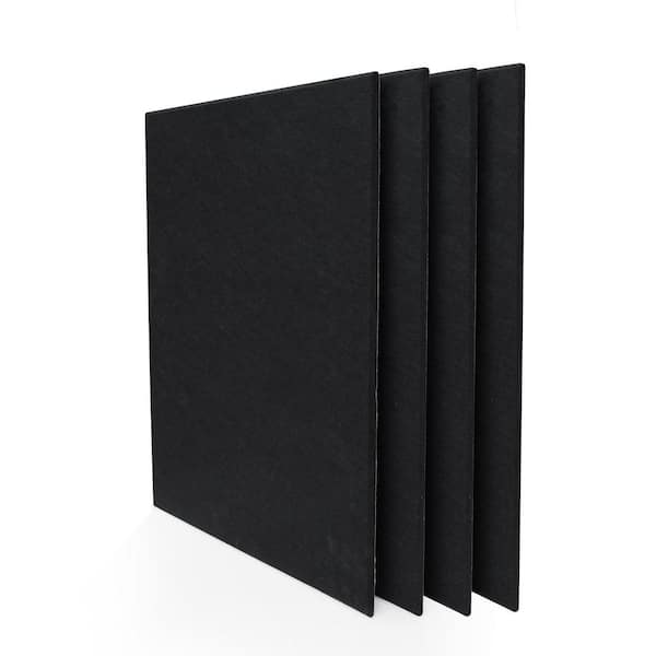 0.35 in. x 15.75 in. x 23.62 in. Fabric Rectangle Self-Adhesive Sound Absorbing Acoustic Panels in Black (4-Pack)