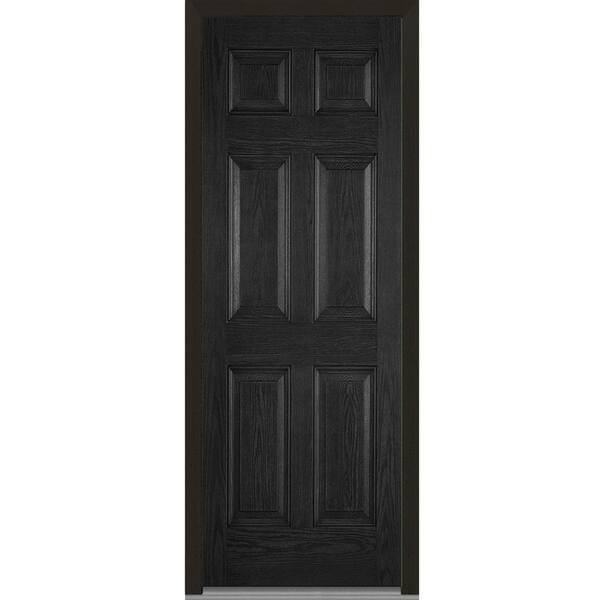MMI Door 36 in. x 96 in. Left-Hand Inswing 6-Panel Classic Stained Fiberglass Oak Prehung Front Door