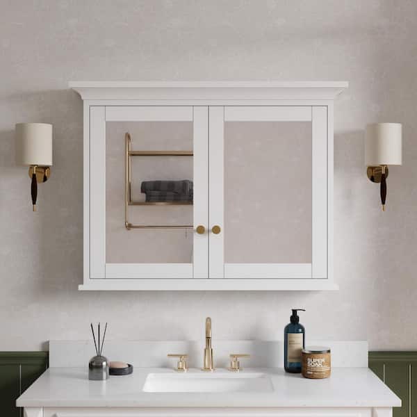 40 in. W x 30 in. H Rectangular Surface Mount Soild Wood Medicine Cabinet with Mirror, Blum Soft-close Hinges, Assembled