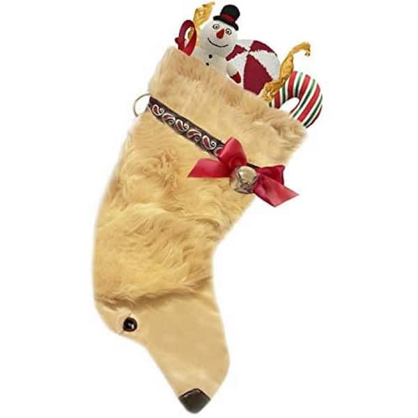 Pronk! 22 in. Golden Retriever Dog Faux Fur Christmas Stocking