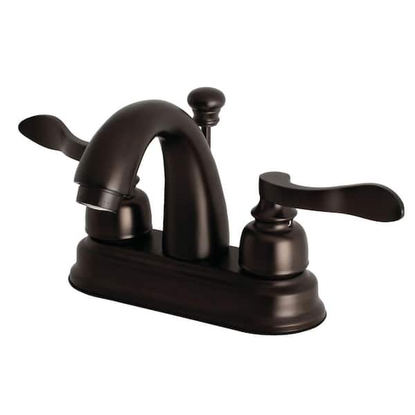 Kingston Brass NuWave French 4 in. Centerset 2-Handle Bathroom Faucet with Plastic Pop-Up in Oil Rubbed Bronze