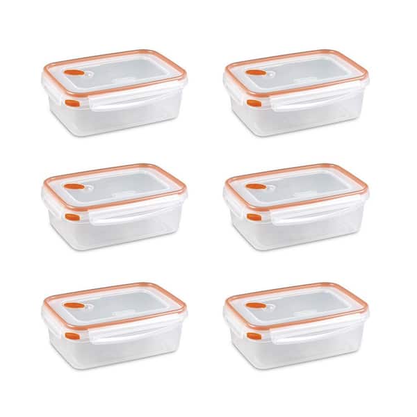 Sterilite 8.3 Cup Rectangle Ultra-Seal Food Container, Orange (6 Pack)