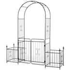 YIYIBYUS 86.61 in. x 102.36 in. Metal Wrought Iron Wedding Party Arch ...