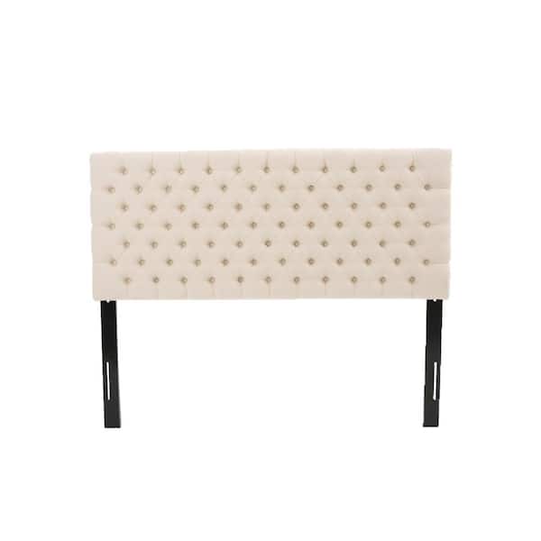 CIPACHO 62.25 in. W Beige Upholstered Queen Modern Headboard with Solid Metal Legs