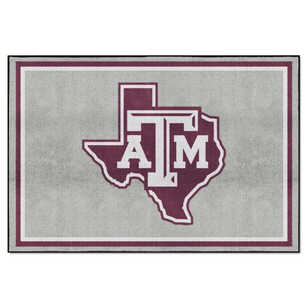 FANMATS Texas A&M Aggies Gray 5 ft. x 8 ft. Plush Area Rug