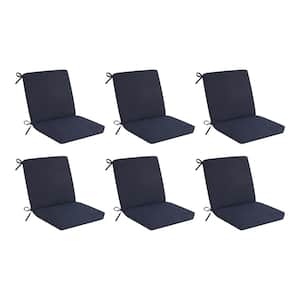 20 in. x 19 in. Outdoor Deluxe Mid Back Dining Chair Cushion in Midnight (6-Pack)
