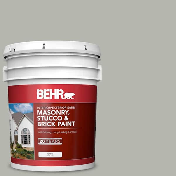 BEHR 5 gal. #PPU25-08 Heirloom Silver Satin Interior/Exterior Masonry, Stucco and Brick Paint