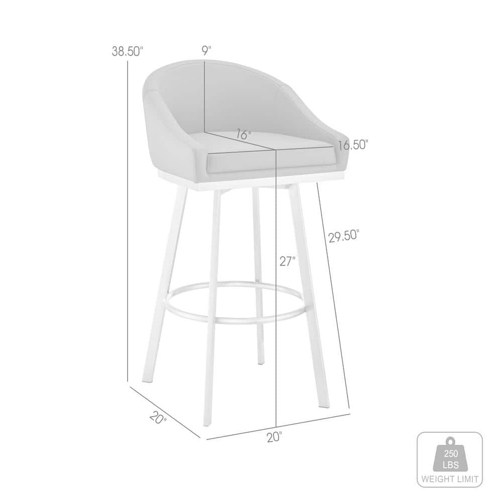 Eleanor 38.5" Black Leather & Metal Swivel Bar Stool