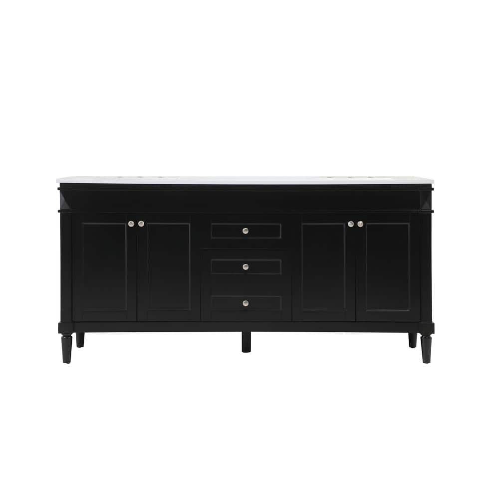 Simply Living 72 in. W x 21 in. D x 35 in. H Bath Vanity in Black with Ivor