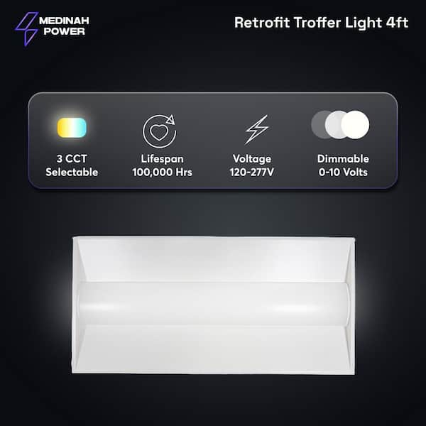 2 ft. x 4 ft. Integrated LED Watt/CCT Selectable White Troffer Retrofit  Kit, 4250-5625 Lumens, 3500/4000/5000K (2-Pack)