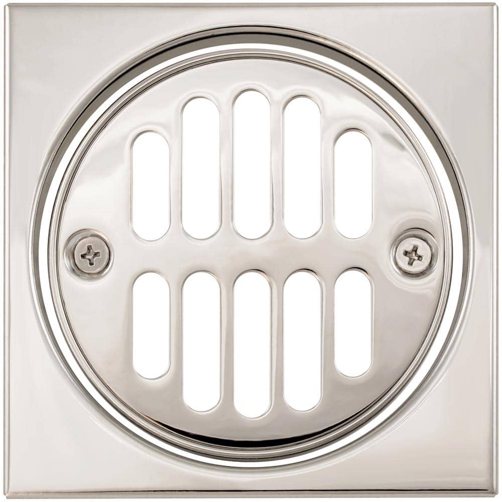 Square Brass Shower Tile with Round Strainer Grid Drain Cover and Crown Ring, Polished Nickel price history on PriceWatchPro