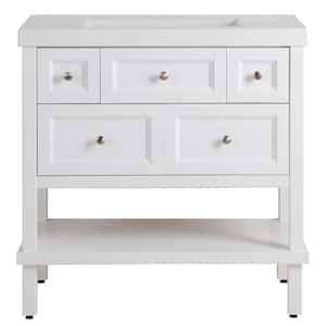 Ashland 36.7 in. W x 19.1 D Bath Vanity in White with Cultured Marble Vanity Top in White with Integrated Sink