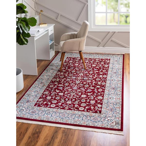 Narenj Collection Area Rug - Leeds (7 ft. 10 in. x 10 ft. Rectangle Burgundy/Beige)
