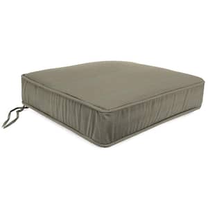 Sunbrella 22.5 in. x 21.5 in. Canvas Taupe Solid Rectangular Boxed Edge Outdoor Deep Seat Cushion with Ties and Welt