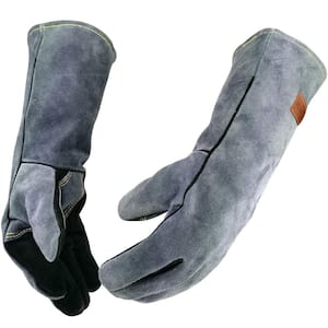 Heat Resistant Gray Leather Forge Welding Gril Gloves