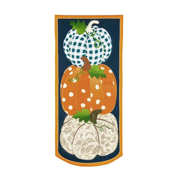 Evergreen 1 ft. x 1-1/2 ft. Patterned Pumpkins Everlasting Impressions Textile Garden Flag
