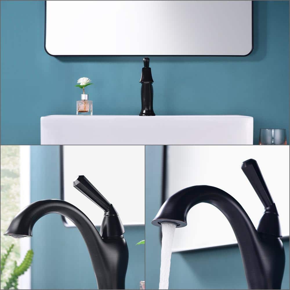 Oil Rubbed Bronze Single-Hole Bathroom Faucet with Drain Assembly