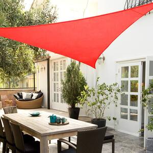 16 ft. x 16 ft. x 16 ft. 185 GSM Red Equilteral Triangle Sun Shade Sail, for Patio Garden and Swimming Pool