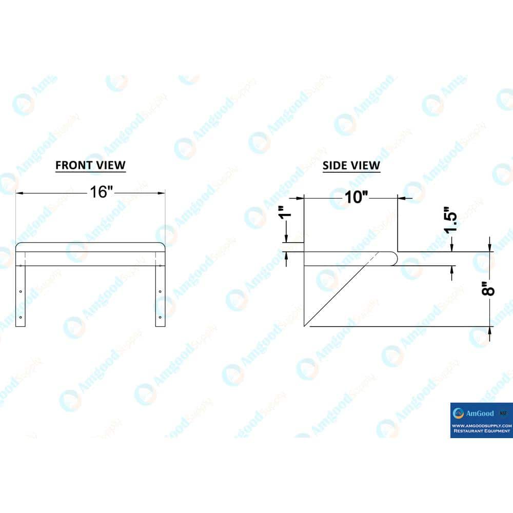 16" Stainless Steel Wall Shelf with Brackets and Backsplash