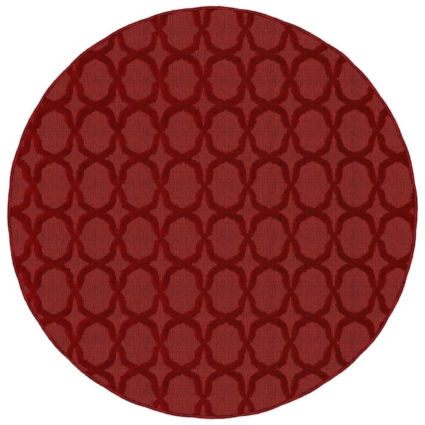 Garland Rug Sparta Chili Red 5 ft. x 5 ft. Round Trellis Area Rug