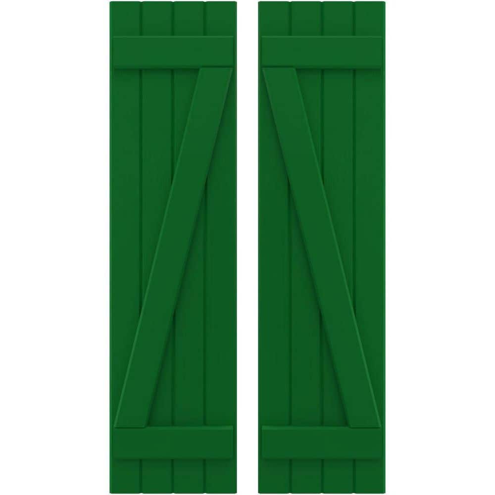 14 in. W x 64 in. H Americraft 4-Board Exterior Real Wood Joined Board and Batten Shutters with Z-Bar in Viridian Green price history on PriceWatchPro