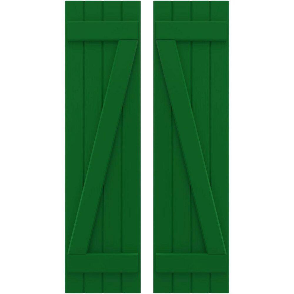14 in. W x 81 in. H Americraft 4-Board Exterior Real Wood Joined Board and Batten Shutters with Z-Bar in Viridian Green price history on PriceWatchPro