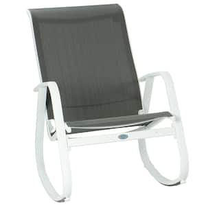 Aluminum Outdoor Rocking Chair with Powder Coated Aluminum Frame and Breathable Mesh Fabric (Gray)