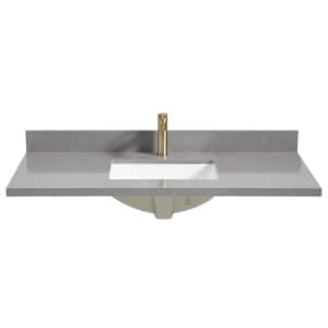 Malaga 49 in. W x 22 in. D Engineered Stone Composite White Rectangular Single Sink Vanity Top in Reticulated Gray