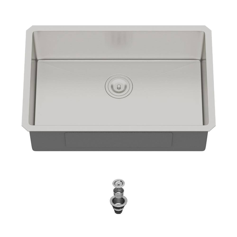 28 in. Undermount Single Bowl 16-Gauge Brushed Nickel Stainless Steel Kitchen Sink with Drain Strainer price history on PriceWatchPro