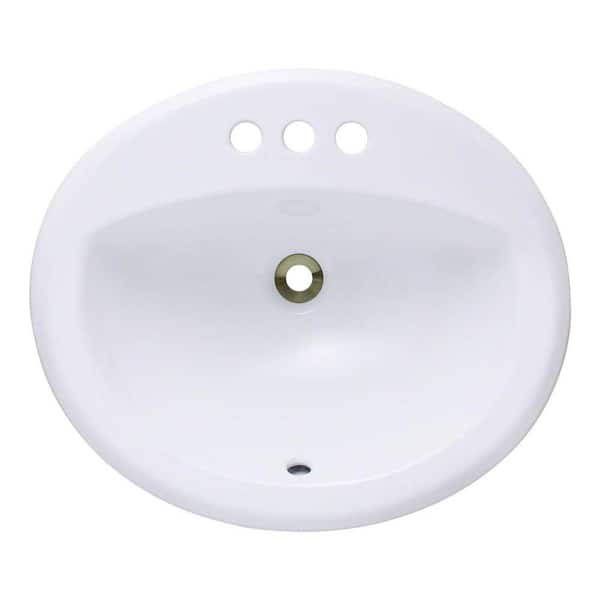 Polaris Sinks Overmount Porcelain Bathroom Sink in White