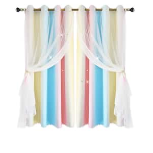 52 in. W x 96 in. L Colorful Blackout Curtains Rainbow Striped Curtains for Kids Room (2 Panels)