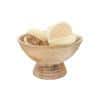 Natural Mango Wood Ridged Footed Serving Bowl