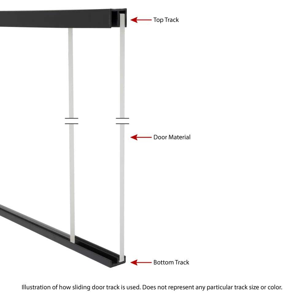 Black Styrene Plastic Sliding Door Track Set for 1/4" Panels, 4 Ft. Long