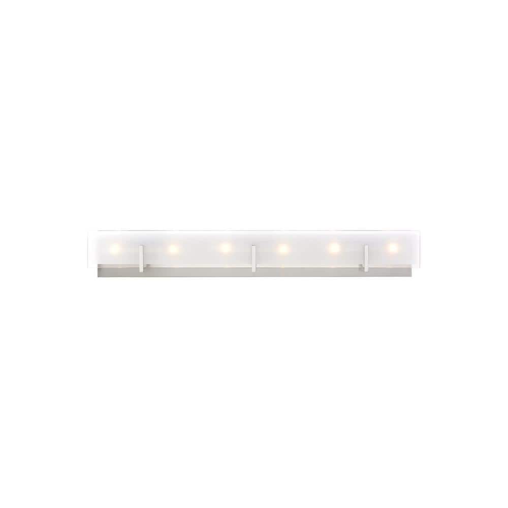 Syll 38" Brushed Nickel 6-Light Vanity Fixture with Glass Shade