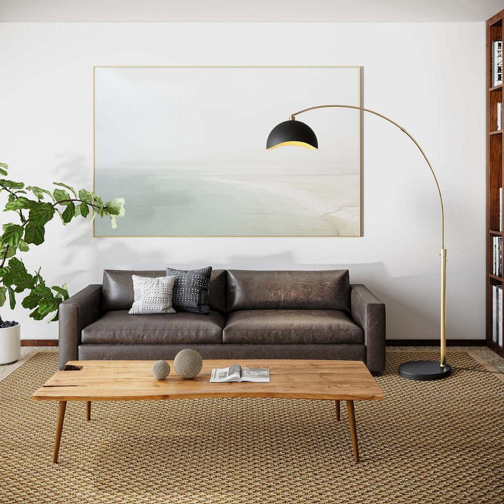 Luna Bella 68" Weathered Brass Arc Floor Lamp with Black Marble Base