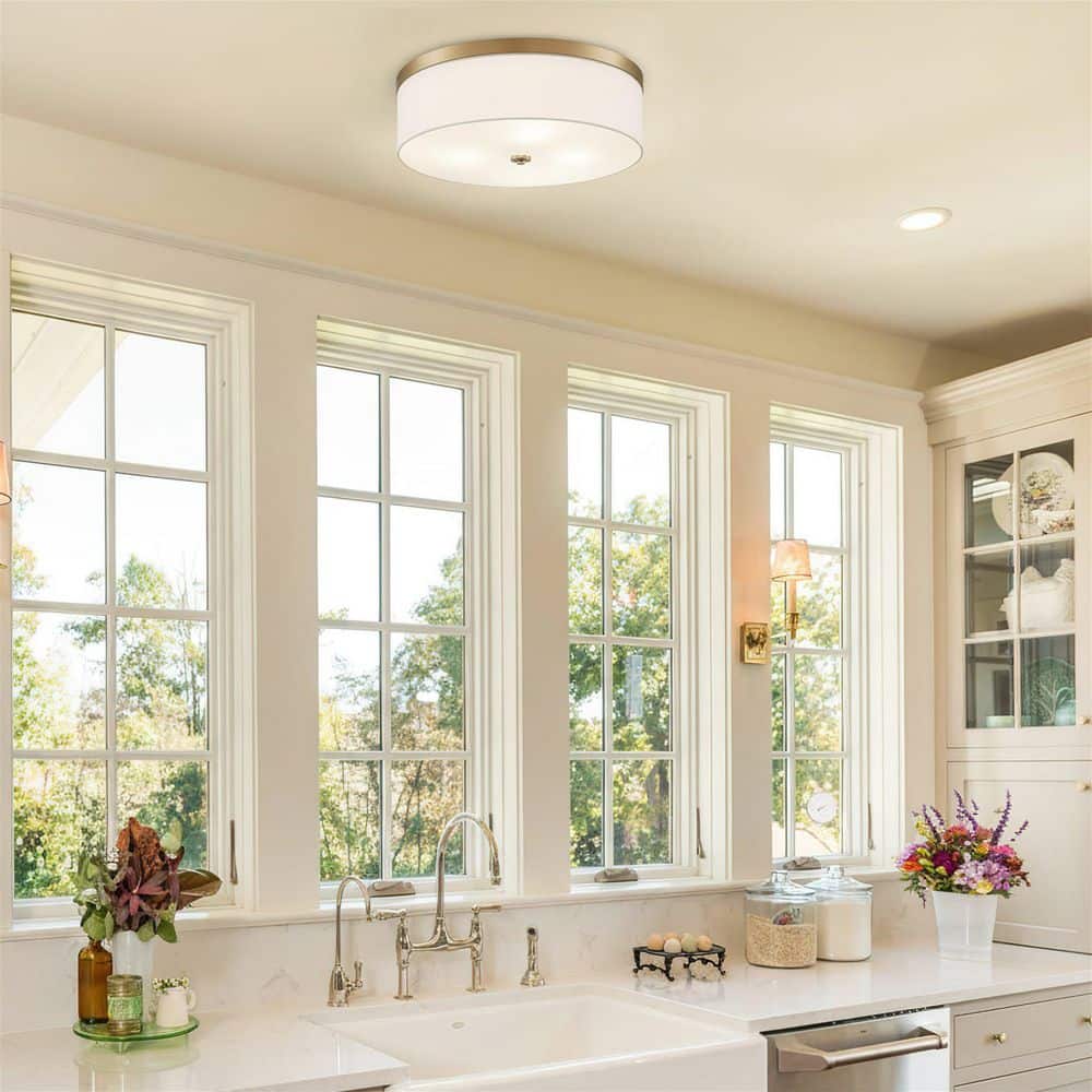 Walker 20.5 in. 3-Light Modern Cool Brass Flush Mount price history on PriceWatchPro