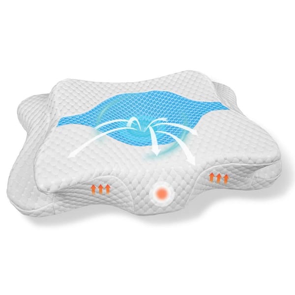 Memory Foam Pillows for Neck and Shoulder Pain Relief, Ergonomic Contour Bed Pillow, Sky Blue