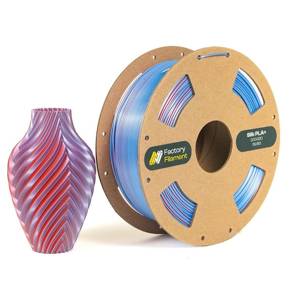 1. 75mm Red and Blue Silk PLA 3D Printer Filament, 1 KG Spool, Dimensional Accuracy +/-0.02 mm