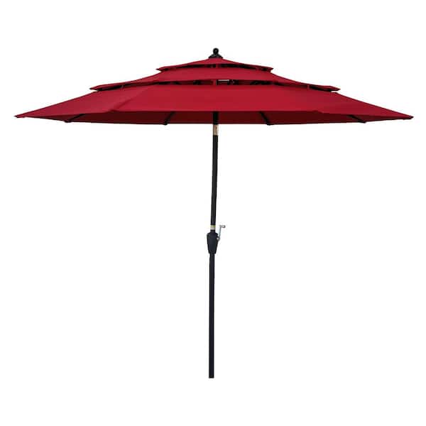Willit 9 ft. Steel Sturdy Construction Outdoor Market Patio Umbrella in Red