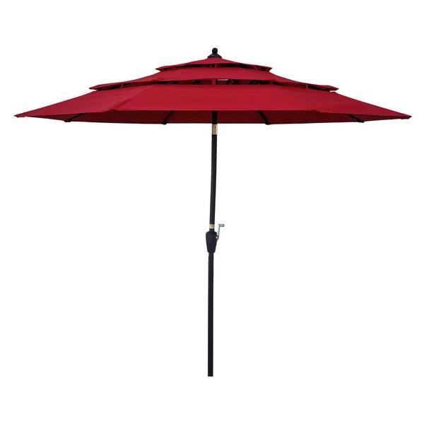 Willit 9 ft. Steel Sturdy Construction Outdoor Market Patio Umbrella in Red