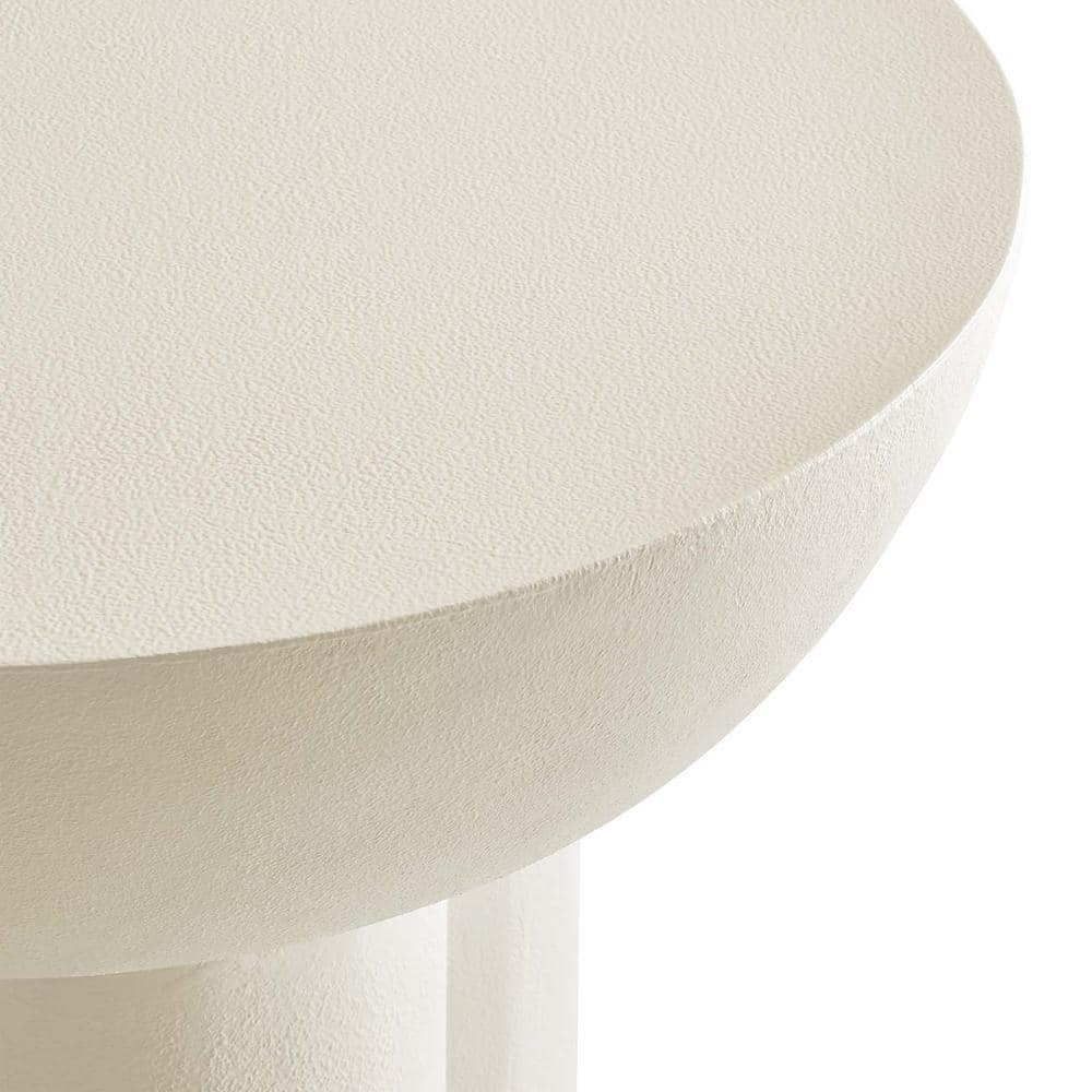 Caspian Round White Concrete and MDF Side Table