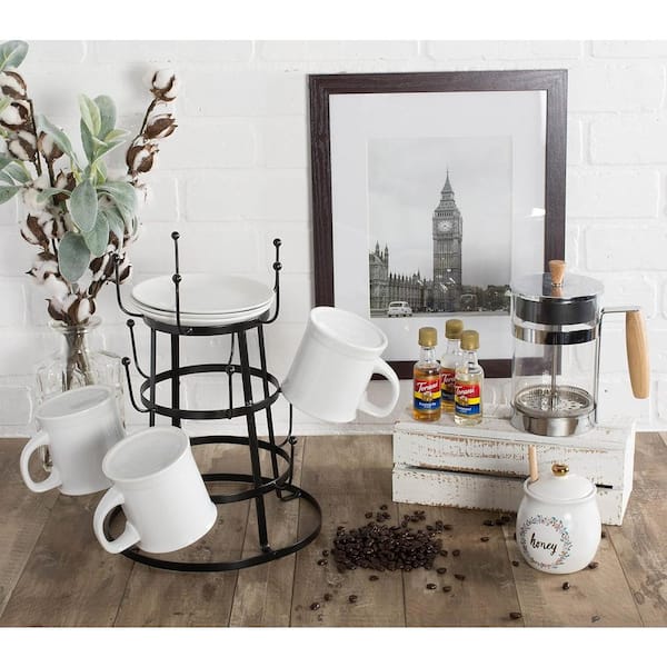 Unbranded Iron Kitchen Storage Collection 3-Tier Mug Tree Stand, 9.5 in. x 12.75 in. Vintage Black