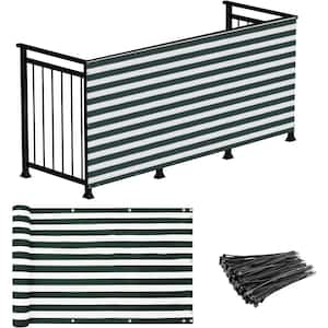 3 ft. x 15 ft. Deck Balcony Privacy Screen for Deck Pool Fence Railings Apartment Balcony Privacy Screen, Green & White
