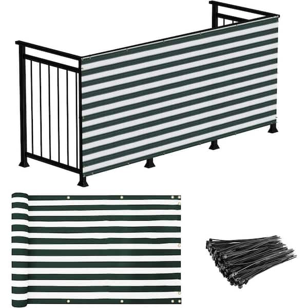 Cubilan 3 ft. x 15 ft. Deck Balcony Privacy Screen for Deck Pool Fence Railings Apartment Balcony Privacy Screen, Green & White